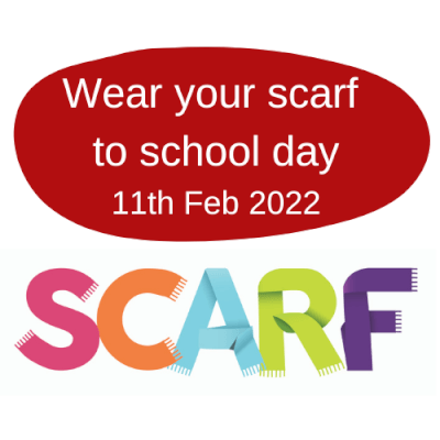 Logo, reading Wear your Scarf to School Day - 11th Feb 2022